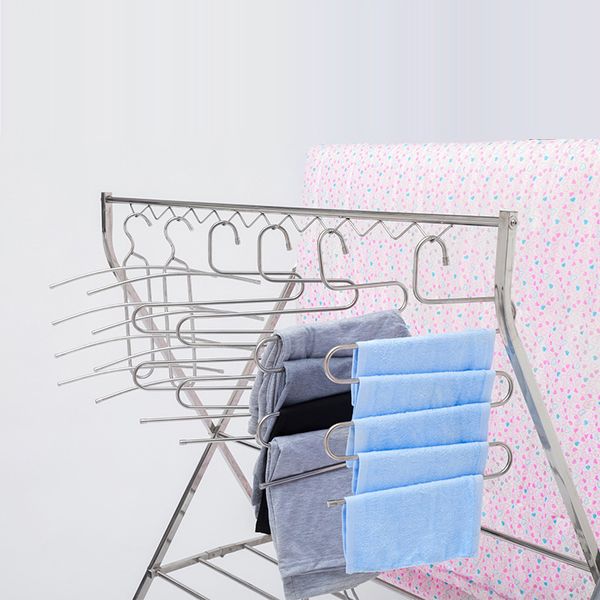 fashion multifunction stainless steel hanger 5 layers s shape magic pant hanger scarf hangers durable towel clothes storage rack vt0875
fashion multifunction stainless steel hanger 5 layers s shape magic pant hanger scarf hangers durable towel clothes storage rack vt0875