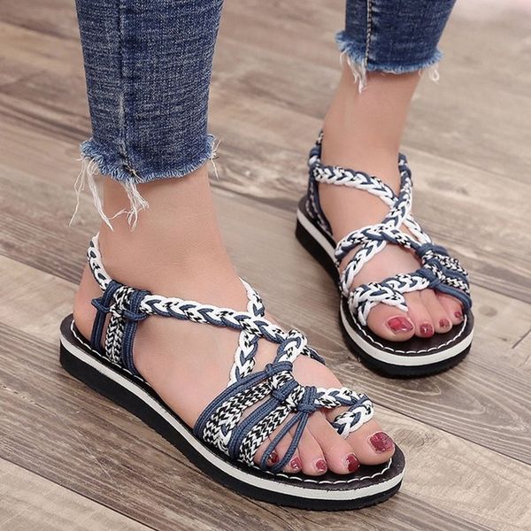 women's sandals large size 35-44 flat women shoes rope knot summer beach open toe sandals 11 colors zapatos de mujer, Black
women's sandals large size 35-44 flat women shoes rope knot summer beach open toe sandals 11 colors zapatos de mujer, Black