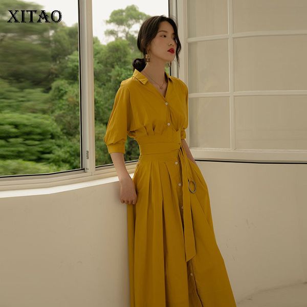 xitao bandage women dress 2020 spring high waist single breast elegant goddess fan casual style waist elegant dress xj3984, Black;gray
xitao bandage women dress 2020 spring high waist single breast elegant goddess fan casual style waist elegant dress xj3984, Black;gray