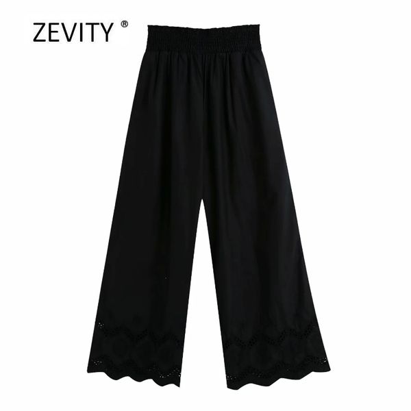 women's pants & capris zevity women fashion hollow out embroidery black wide leg female chic elastic waist casual pantalones mujer trou, Black;white
women's pants & capris zevity women fashion hollow out embroidery black wide leg female chic elastic waist casual pantalones mujer trou, Black;white