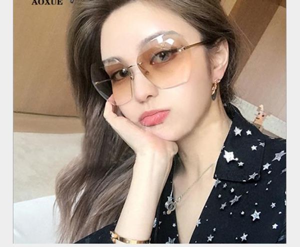 new frameless trimmed polygon sunglasses ocean lenses for european and american ladies, White;black
new frameless trimmed polygon sunglasses ocean lenses for european and american ladies, White;black