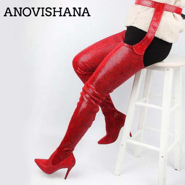 anovishana over knee waist high boots extreme long buckle snake print pointed toe stiletto thin high heels zipper spring e093, Black
anovishana over knee waist high boots extreme long buckle snake print pointed toe stiletto thin high heels zipper spring e093, Black