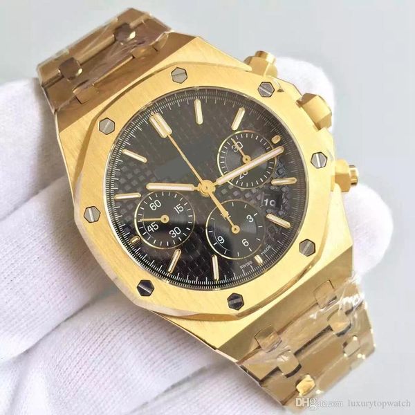 

2019 Hot sale men's automatic watch ROYAL OAK series 42 mm black dial gold stainless steel strap mens quartz wristwatch free shipping