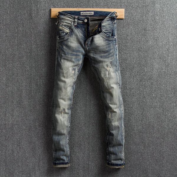 italian style fashion men jeans vintage designer slim fit ripped jeans men retro wash denim distressed pants classical, Blue
italian style fashion men jeans vintage designer slim fit ripped jeans men retro wash denim distressed pants classical, Blue