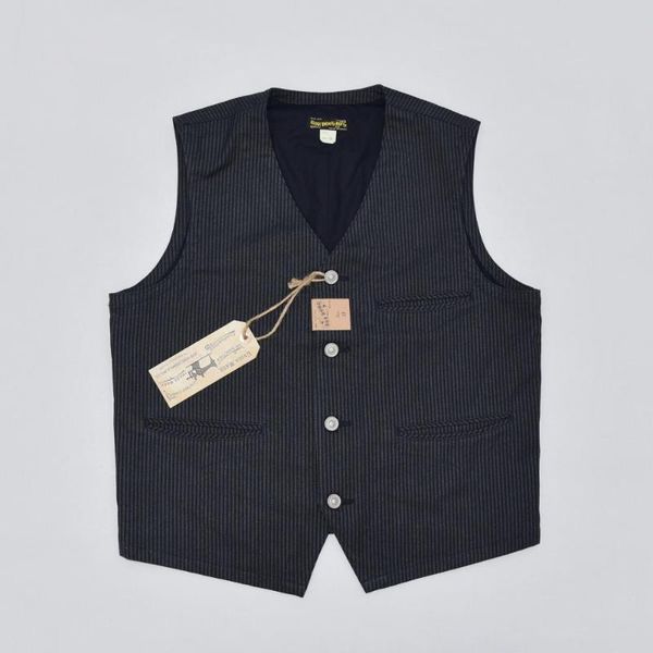 bob dong vintage striped work vest men's retro suit waistcoat cotton buckle back, Black;white
bob dong vintage striped work vest men's retro suit waistcoat cotton buckle back, Black;white