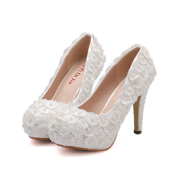 white lace pumps women high heels platform shoe fashion sweet pearls flower wedding shoes bride dress shoes woman high heel, Black
white lace pumps women high heels platform shoe fashion sweet pearls flower wedding shoes bride dress shoes woman high heel, Black
