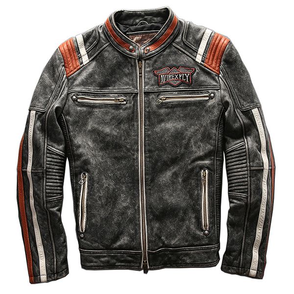 vintage black men leather motorcyclist jacket skull embroidery plus size genuine cowhide short biker coat
vintage black men leather motorcyclist jacket skull embroidery plus size genuine cowhide short biker coat