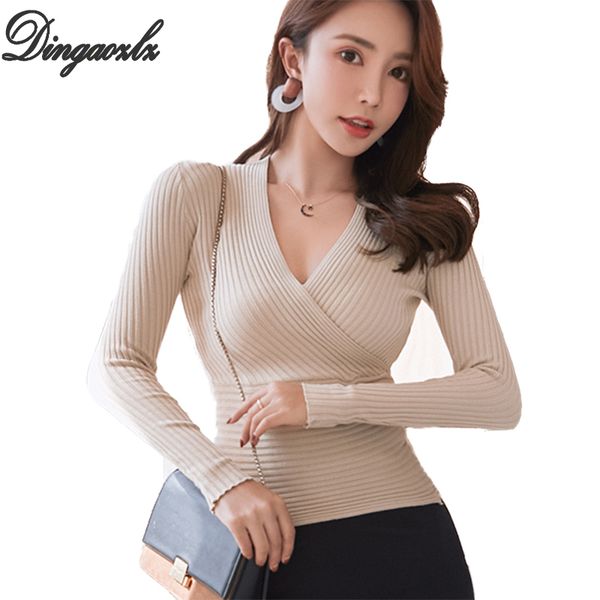 dingaozlz new deep v neck sweater women's pullover slim casual sweaters female elastic long sleeve knitted shirt femme, White;black
dingaozlz new deep v neck sweater women's pullover slim casual sweaters female elastic long sleeve knitted shirt femme, White;black