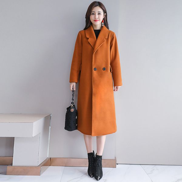 office lady solid women long winter wool blend coat single breasted wool coat and jacket turn-down collar outerwear, Black
office lady solid women long winter wool blend coat single breasted wool coat and jacket turn-down collar outerwear, Black