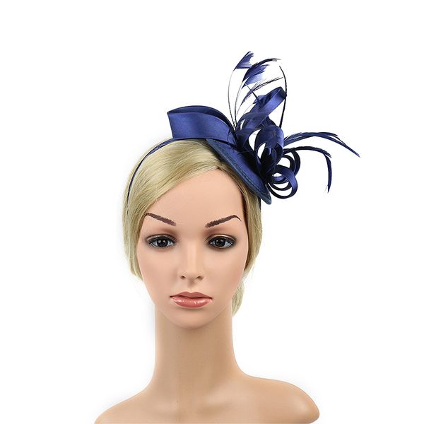 bridal tiara satin feather hair accessories mesh head flower stage party hairpin hat (navy
bridal tiara satin feather hair accessories mesh head flower stage party hairpin hat (navy