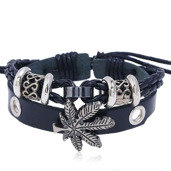 leaf beaded bracelet with europe and the united states men's woven leather accessories cross-border electricity supply, Golden;silver
leaf beaded bracelet with europe and the united states men's woven leather accessories cross-border electricity supply, Golden;silver