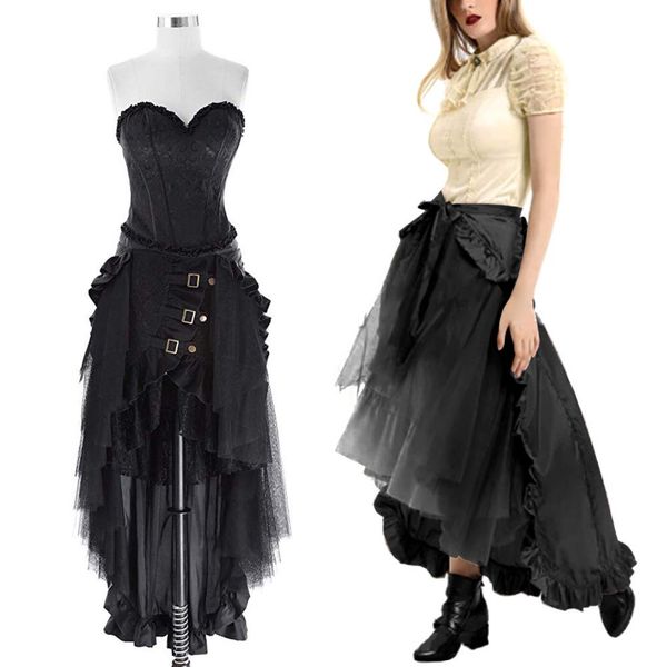 women irregular skirts fashion elastic high waist skirt pleated long skirts midi retro waistband ruffled asymmetric skirt, Black
women irregular skirts fashion elastic high waist skirt pleated long skirts midi retro waistband ruffled asymmetric skirt, Black