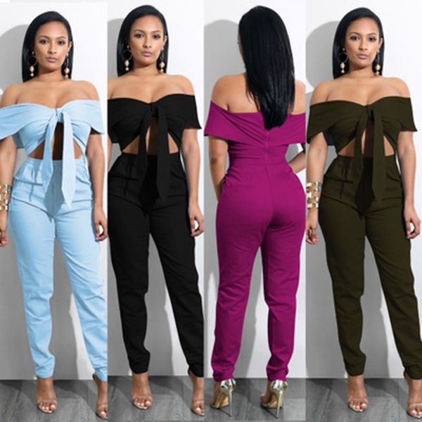 2020 designer new jumpsuit women rompers summer slash neck off shoulder long overalls office lady wear pencil pants tracksuits, Gray
2020 designer new jumpsuit women rompers summer slash neck off shoulder long overalls office lady wear pencil pants tracksuits, Gray