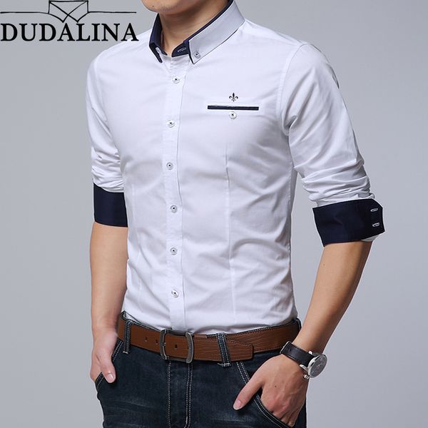 dudalina men shirt 2019 long sleeve shirt male casual embroidery formal business man slim fit designer dress, White;black
dudalina men shirt 2019 long sleeve shirt male casual embroidery formal business man slim fit designer dress, White;black