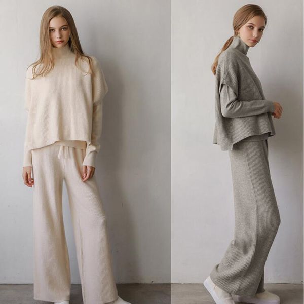 two piece dress 2021 women's suit sweater set style turtleneck pullover+vest+loose pants outfits knitted winter korea clothes, White
two piece dress 2021 women's suit sweater set style turtleneck pullover+vest+loose pants outfits knitted winter korea clothes, White
