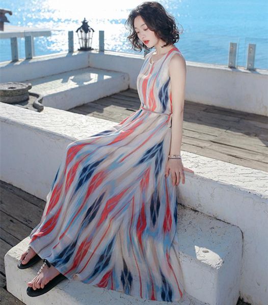 casual dresses 2021 summer women's striped sleeveless chiffon dress bohemian holiday beach, Black;gray
casual dresses 2021 summer women's striped sleeveless chiffon dress bohemian holiday beach, Black;gray