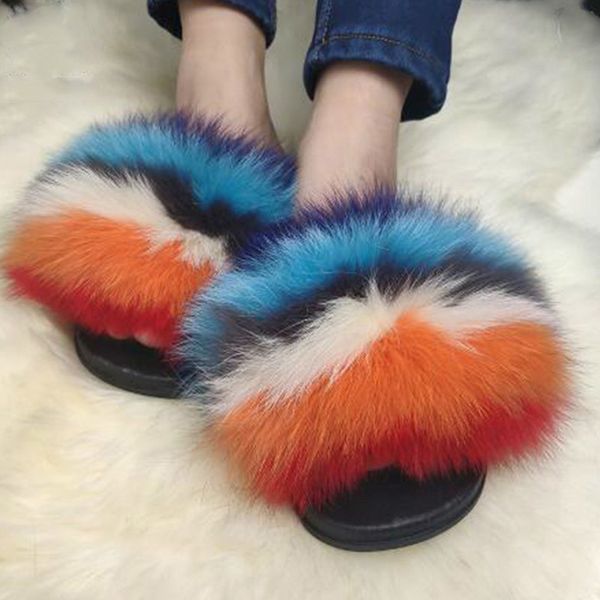 women's summer real fox fur slippers home fluffy plush shoes woman fur slides stripe furry sandals female fur flip-flop size 458, Black
women's summer real fox fur slippers home fluffy plush shoes woman fur slides stripe furry sandals female fur flip-flop size 458, Black