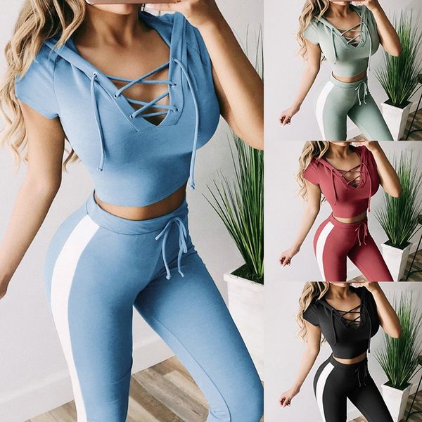 fashion-2020 new tracksuit for women yoga suit hooded bandage sport fitness crop striped running leggings workout sport set, White;red
fashion-2020 new tracksuit for women yoga suit hooded bandage sport fitness crop striped running leggings workout sport set, White;red