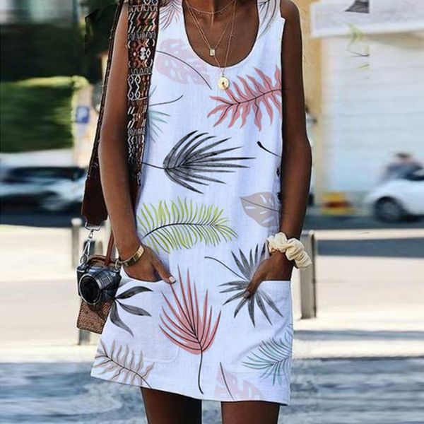 women summer dress sleeveless bohemian leaf printed pockets sundress casual dress fashion beach dresses summer 2019 new, Black;gray
women summer dress sleeveless bohemian leaf printed pockets sundress casual dress fashion beach dresses summer 2019 new, Black;gray