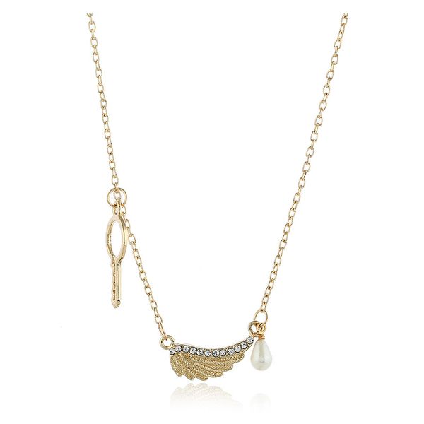 european and american minimalist accessories creative cool hollow out key necklace single layer wing pendant pearl necklace, Silver
european and american minimalist accessories creative cool hollow out key necklace single layer wing pendant pearl necklace, Silver