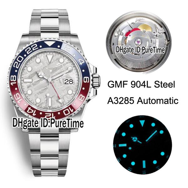 new gmf gmt ii 126719 meteorite dial 904l steel blue/red ceramic bezel a3285 automatic mens watch (correct hand stack) edition puretime, Slivery;brown
new gmf gmt ii 126719 meteorite dial 904l steel blue/red ceramic bezel a3285 automatic mens watch (correct hand stack) edition puretime, Slivery;brown
