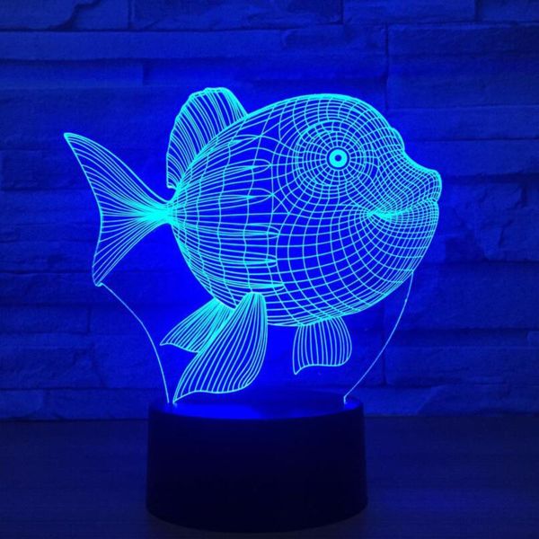 

Bedside Table Night Light Fish 3D 7 Color Touch Switch Led Lights Plastic Lampshade 3D USB Powered Night Light Atmosphere Novelty Lighting