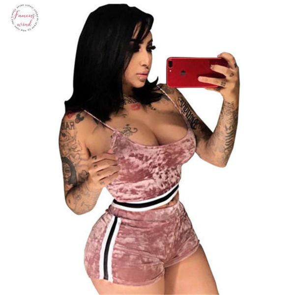 velvet 2 piece striped women cami crop with shorts clothes sporting suit feminine summer striped womens clothing, White
velvet 2 piece striped women cami crop with shorts clothes sporting suit feminine summer striped womens clothing, White