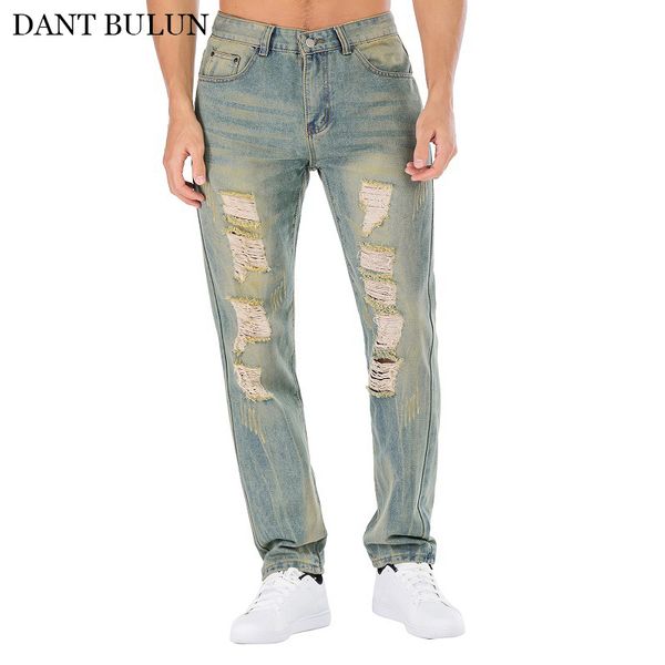 men's jeans men fashion hole straight slim fit denim homme designer destroyed ripped hip hop long pants high quality, Blue
men's jeans men fashion hole straight slim fit denim homme designer destroyed ripped hip hop long pants high quality, Blue