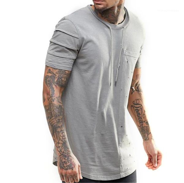 new style crew neck solid color tees males casual clothes males panelled hole slim tshirts summer designer, White;black
new style crew neck solid color tees males casual clothes males panelled hole slim tshirts summer designer, White;black