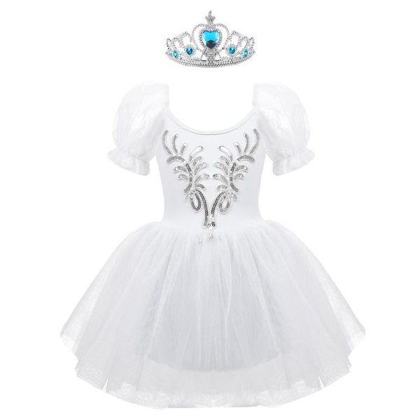 stage wear kids dancewear short puff sleeves sequins mesh girls ballet tutu dress with crown headband set performance dance costume, Black;red
stage wear kids dancewear short puff sleeves sequins mesh girls ballet tutu dress with crown headband set performance dance costume, Black;red