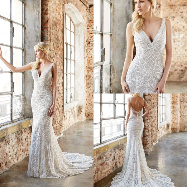 plus size lace appliques wedding dresses bohemia illusion deep v neck bridal gowns backless sweep train length dress for wedding, White
plus size lace appliques wedding dresses bohemia illusion deep v neck bridal gowns backless sweep train length dress for wedding, White