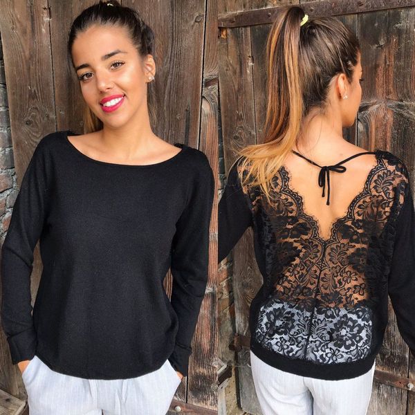 h40 women backless sweatshirt o-neck lace hoodies long sleeve sweatshirt pullover blouse shirt autumn, Black
h40 women backless sweatshirt o-neck lace hoodies long sleeve sweatshirt pullover blouse shirt autumn, Black