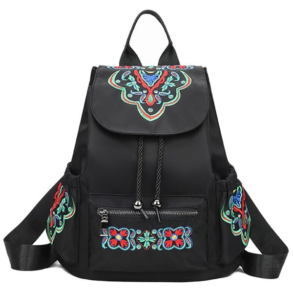 ethnic women's embroidered backpack butterfly bag female nylon retro backpack college student bag