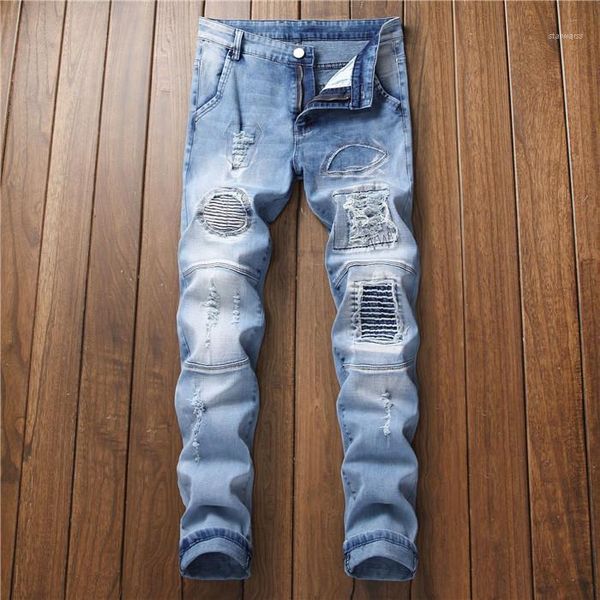 clothing sports hip hop streetwear casual apparel mens slim designer jeans hole fashion style summer homme, Blue
clothing sports hip hop streetwear casual apparel mens slim designer jeans hole fashion style summer homme, Blue