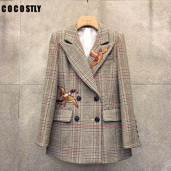 blazer women vintage double breasted office plaid blazer long sleeve houndstooth embroidery suit jacket women blazers 2019, White;black
blazer women vintage double breasted office plaid blazer long sleeve houndstooth embroidery suit jacket women blazers 2019, White;black