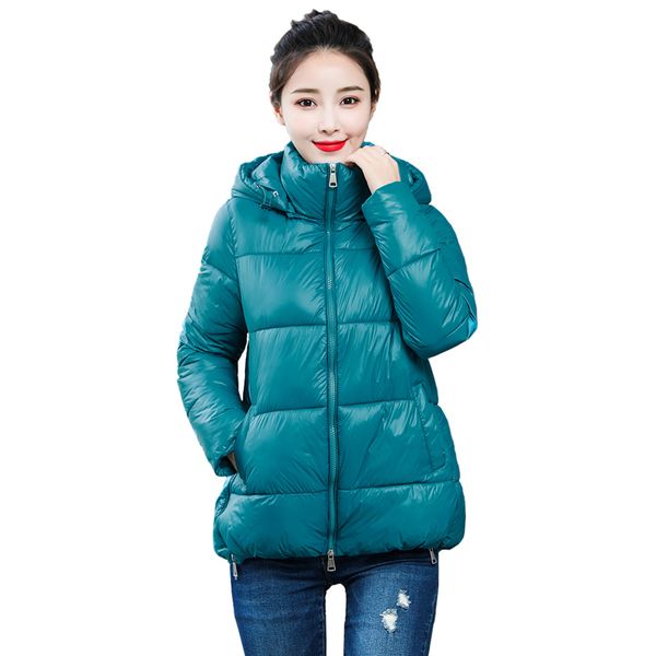 2019 women's winter jacket hooded with stand-up collar female shining fabric parka loose autumn cotton coat padded, Black
2019 women's winter jacket hooded with stand-up collar female shining fabric parka loose autumn cotton coat padded, Black