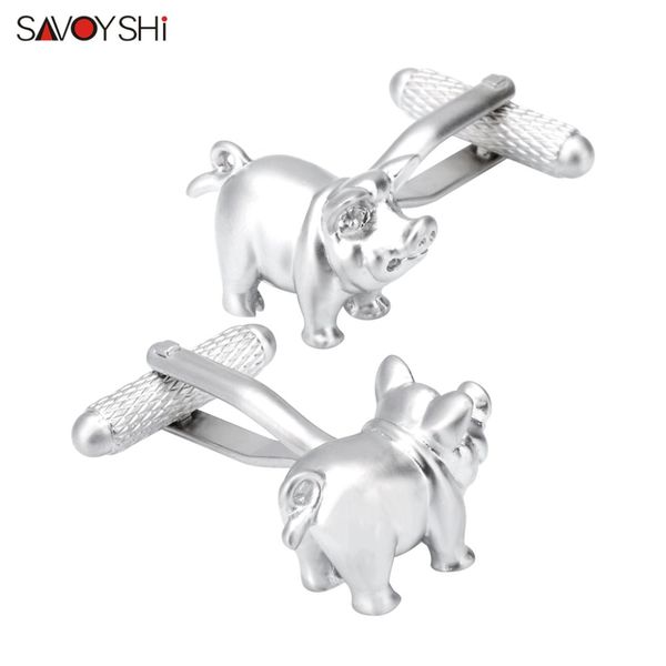 

savoyshi personality cute pig cufflinks for mens french shirt metal wedding groom cuff links brand jewelry gift, Silver;golden