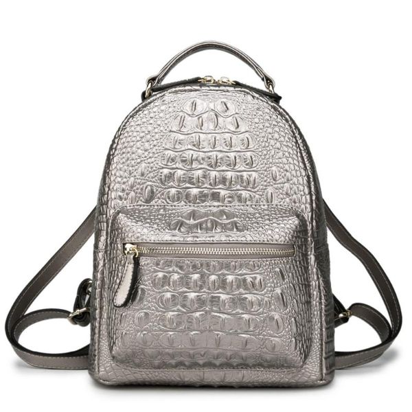 silver women backpack 100% genuine leather crocodile pattern female knapsack small elegant lady shoulder bag rucksack
silver women backpack 100% genuine leather crocodile pattern female knapsack small elegant lady shoulder bag rucksack