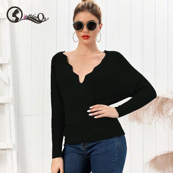 autumn new sweater women 2019 slim solid color v-neck long-sleeved pullovers bottoming chic sweaters, White;black
autumn new sweater women 2019 slim solid color v-neck long-sleeved pullovers bottoming chic sweaters, White;black