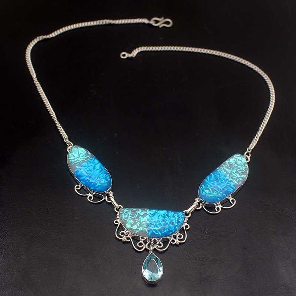 unique design blue dichroic glass zz 925 sterling silver women necklace chain 18 inch hd48
unique design blue dichroic glass zz 925 sterling silver women necklace chain 18 inch hd48