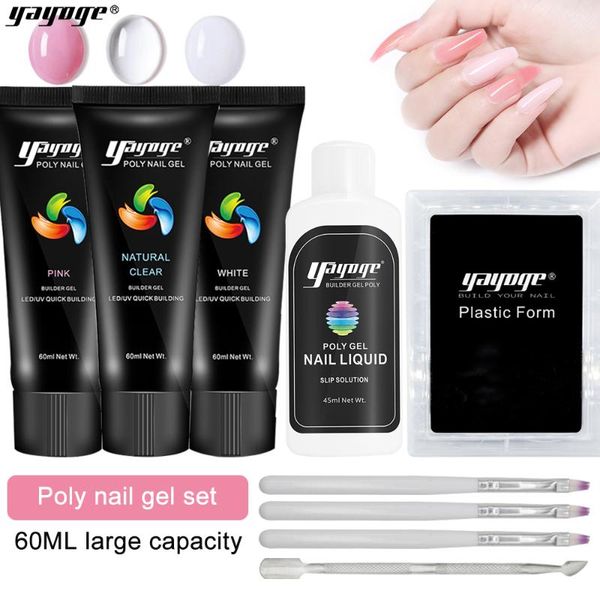 yayoge 60ml builder poly gel set quick building uv gel nail polish for nails extesions hard varnish polygel, Red;pink