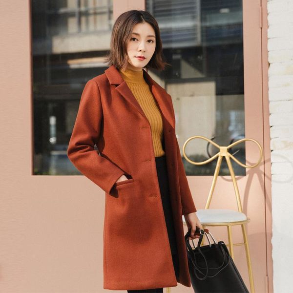 2019 new women turn down collar long coats korean style slim long sleeved baisc outerwear autumn winter ladies elegant wool coat, Black
2019 new women turn down collar long coats korean style slim long sleeved baisc outerwear autumn winter ladies elegant wool coat, Black