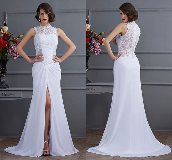 high slit wedding dresses high neck hollow back lace sleeveless beaded sequins chiffon mermaid wedding bridal gowns cheap, White
high slit wedding dresses high neck hollow back lace sleeveless beaded sequins chiffon mermaid wedding bridal gowns cheap, White
