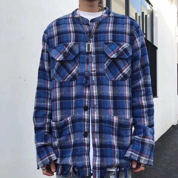 streetwear men henry collar tassels hem plaid long sleeve shirt, White;black
streetwear men henry collar tassels hem plaid long sleeve shirt, White;black