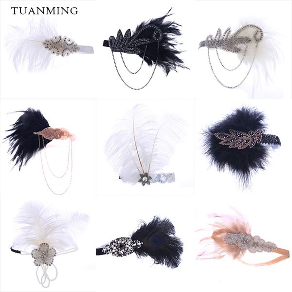 Fashion Black White Feather Hair Jewelry Beaded Sequin Rhinestone Hair Band 1920s Gatsby Headpiece Women Headband Accessories
Fashion Black White Feather Hair Jewelry Beaded Sequin Rhinestone Hair Band 1920s Gatsby Headpiece Women Headband Accessories