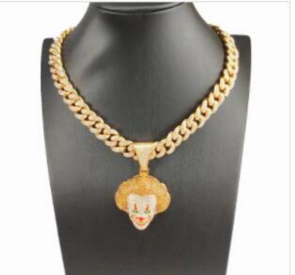 necklace clown iced out chains pendant for men hip hop bling chains jewelry men's diamond tennis bracelet with 2 colors, Silver
necklace clown iced out chains pendant for men hip hop bling chains jewelry men's diamond tennis bracelet with 2 colors, Silver
