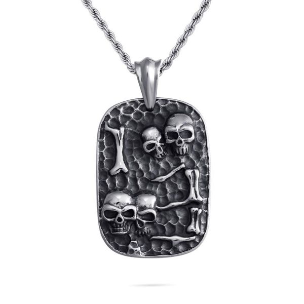 skull bone pendant necklace for men boy male stainless steel punk style twisted chain, Silver
skull bone pendant necklace for men boy male stainless steel punk style twisted chain, Silver