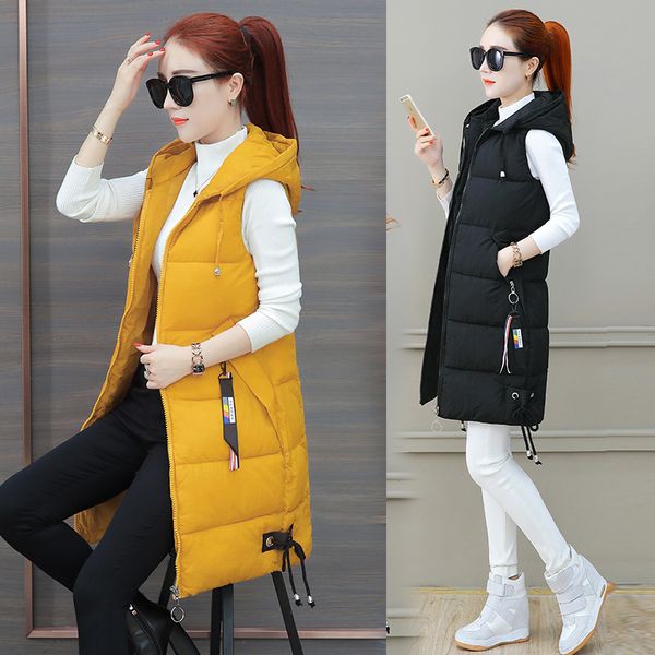 autumn and winter new women's long cotton vest vest large size was thin sleeveless down cotton vest, Black;white
autumn and winter new women's long cotton vest vest large size was thin sleeveless down cotton vest, Black;white