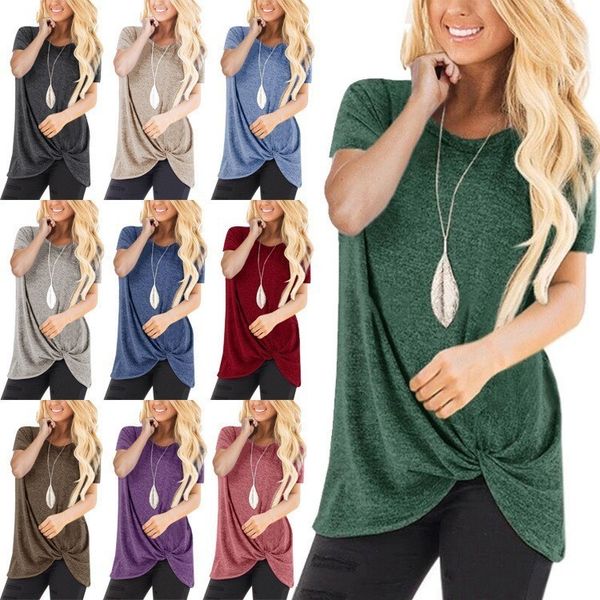 2019 new fashion women's solid solid color round neck tie short sleeve t-shirt loose casual women shirts t-shirt-x002, White
2019 new fashion women's solid solid color round neck tie short sleeve t-shirt loose casual women shirts t-shirt-x002, White