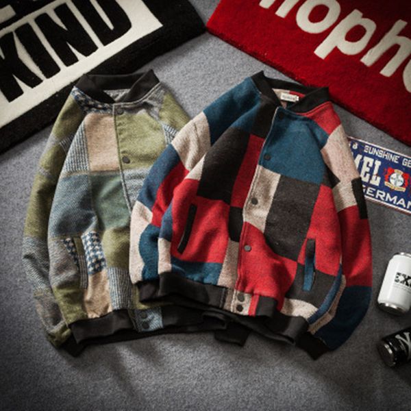 fashion men woolen plaid bomber jacket spring autumn patchwork casual coat men hip hop streetwear cardigan male button outerwear, Black;brown
fashion men woolen plaid bomber jacket spring autumn patchwork casual coat men hip hop streetwear cardigan male button outerwear, Black;brown